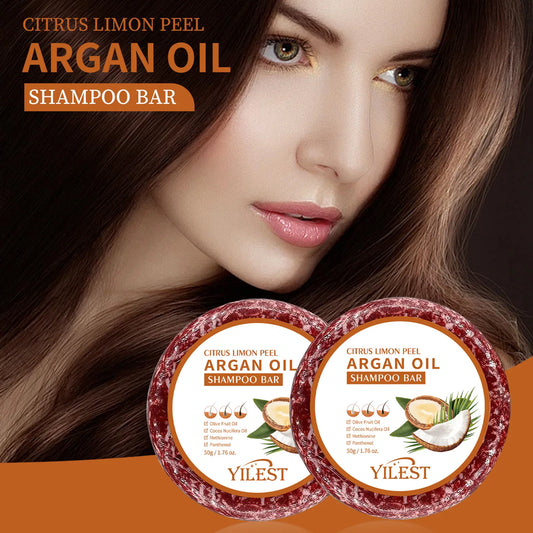 Argán Champú de barra anticaída. 100% Natural. Reparador de cabello dañado y encrespado, tratamiento para el cuero cabelludo con aceite de argán, cuidado capilar para cabello - Hidratación suave