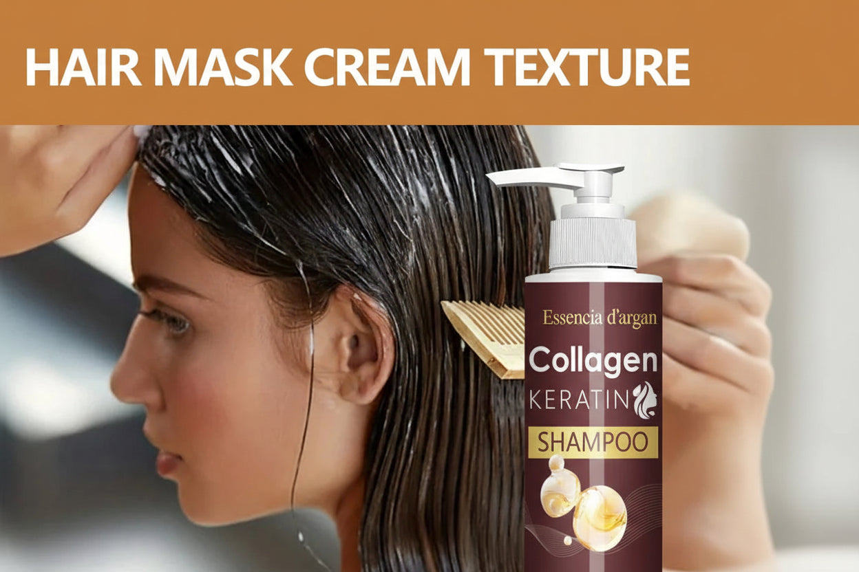 Champú con aceite de argán para cabello seco. Brillo suave y textura ligera.