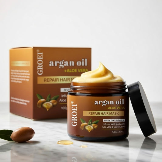 Màscara capil·lar d'oli d'argan. 100 g. Tractament d'hidratació i reparació profunda que restaura la força, la lluentor i l'elasticitat. Per a tot tipus de cabell.
