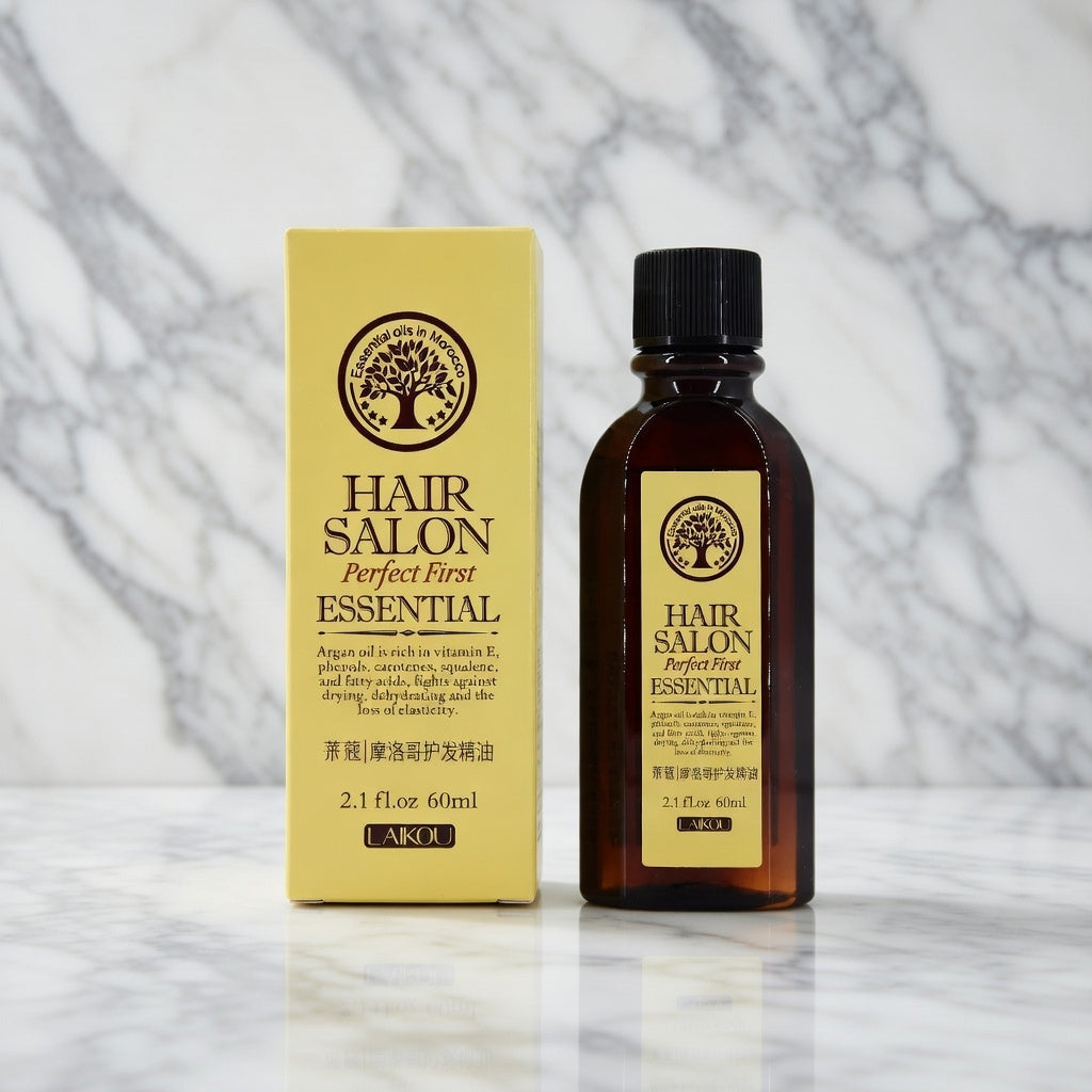 Nou oli d'argan Marroquí per a la cura del creixement del cabell Queratina 100% Glicerol PUR Oli de Nou Mascareta per al Cabell per a Perruqueria Oli Essencial Marroquí 60ml